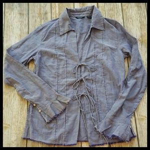 2/$35 American Eagle Pretty Blue Chambray Long Sleeve Shirt Blouse XS NWT NEW